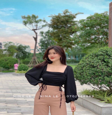 bán sỉ áo dây rút nhún crop bánh bèo