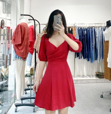 bán buôn đầm đỏ cổ v hở lưng cực cuốn hút