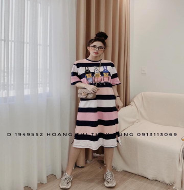 bán buôn đầm thun sọc con thỏ trẻ trung