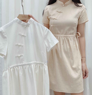 bán buôn đầm rút eo cột nơ