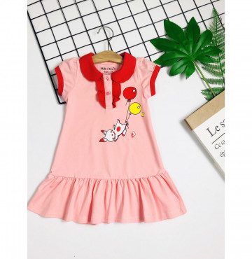 Bán buôn đầm thun trụ bo sọc in cô gái.