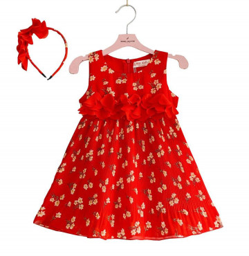 Bỏ sỉ đầm voan dập ly kèm băng đô