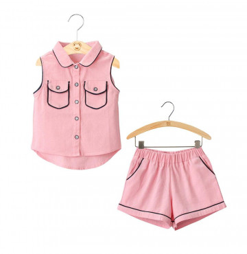 Bán buôn set linen phối túi viền màu