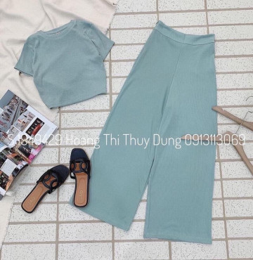 bán buôn set áo crop quần suông thun