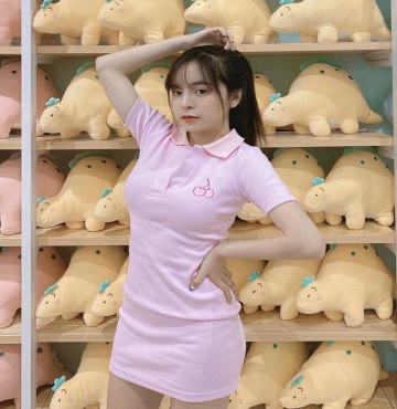 bỏ sỉ đầm thun cổ bẻ thêu cherry