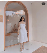 bán sỉ đầm maxi hai dây xẻ cột nơ sau