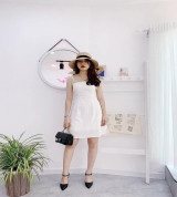 bán buôn đầm hai dây nút ngọc tinh tế