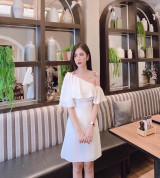 bỏ sỉ đầm lệch vai bèo trắng cực chanh xả