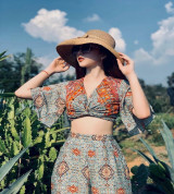 bỏ sỉ set thổ cẩm xẻ xanh cực đẹp