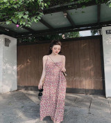 bán buôn đầm hoa hai dây dập ly cực tinh tế