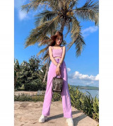 bán sỉ set croptop tím kèm quần suông
