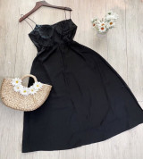 bỏ sỉ váy maxi đen đan dây hở lưng quyến rũ