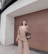 bán sỉ set áo cổ tim phối quần suông sang chảnh