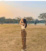 bán buôn áo rút mix quần suông kẻ cực tinh tế