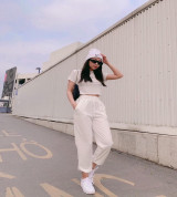 bán buôn set áo crop chữ quần suông cực chất