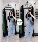 bán buôn set áo thun kèm yếm jean dài