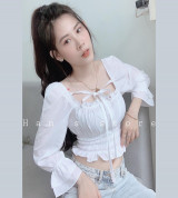 bán buôn áo croptop cổ u tay dài