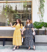 bán buôn đầm hoa kèm belt