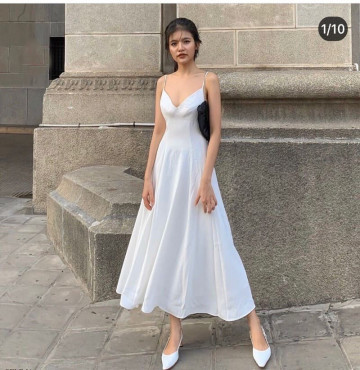 bán buôn váy maxi trắng hai dây