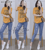 bỏ buôn áo thun nữ in chữ Women thun thái form rộng