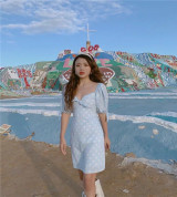 bán sỉ đầm cổ u cột nơ