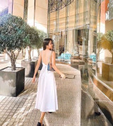 bán buôn đầm hai dây cột nơ