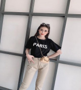 bỏ sỉ set áo thun form rộng chữ paris