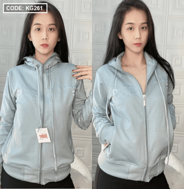 bỏ buôn áo khoác thun nữ có nón thêu hoa cao cấp