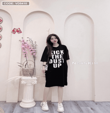 bán sỉ đầm thun nữ in chữ form rộng cao cấp