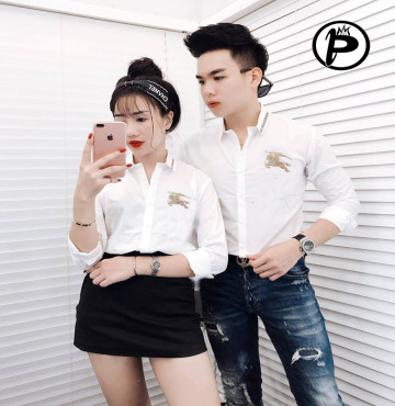 Bỏ sỉ áo sơ mi couple quảng châu BURBERRY