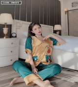 bỏ buôn đồ bộ nữ Pijama tay ngắn quần dài cổ thiết kế