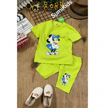 Bỏ buôn bộ thun quần ngố Mickey nón