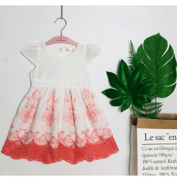 Bán buôn đầm xô tay con bèo eo thêu