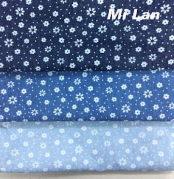 Vải jean phối in hoa P45