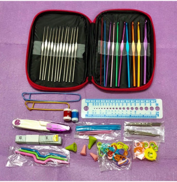 Trọn bộ kim móc len đầy đủ các dụng cụ hỗ trợ móc len sợi