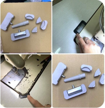 Bản lề và bộ đệm cao su chống rung, tạo tiếng ồn khi chạy máy công nghiệp