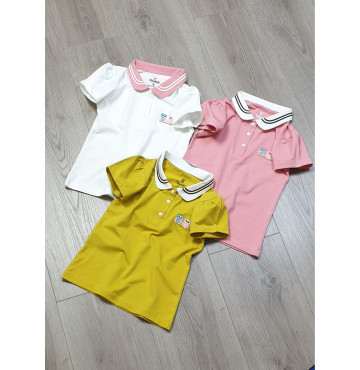 Bỏ buôn áo Cổ trụ Bé gái-Thêu Cú