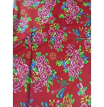 Vải chăn con công đỏ trang trí khổ ngang 1,6m