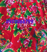 Vải chăn con công màu đỏ kt 1,5 m x1,6m