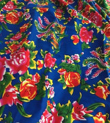 Vải chăn con công màu xanh coban khổ vải m5