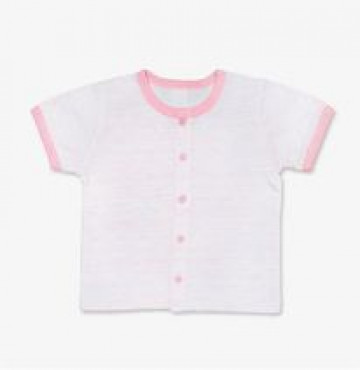 Áo cộc sơ sinh cúc giữa kẻ hồng Miomio