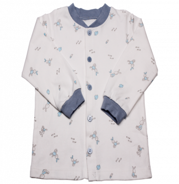 Áo sơ sinh dày Miomio cúc giữa in thỏ (màu xanh)