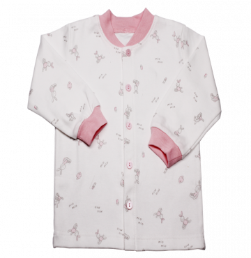 Áo sơ sinh Miomio cúc giữa in thỏ (màu hồng)