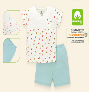 Bộ sơ sinh cộc tay bé trai cài vai Lullaby NH02B (trắng in)