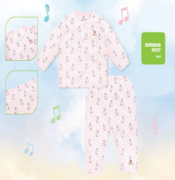 Bộ sơ sinh cài giữa dài tay Lullaby NH601P (hồng in thỏ)