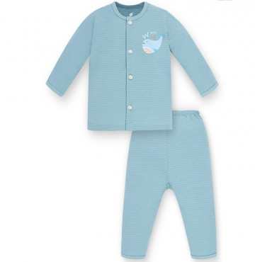 Bộ sơ sinh cài giữa dài tay Lullaby NH68B (xanh blue)