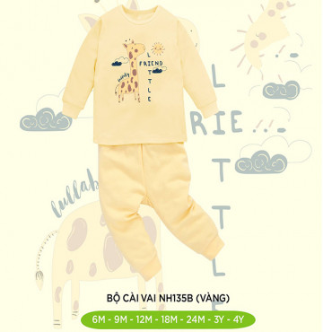 Bộ sơ sinh cài vai dài tay Lullaby NH135B (vàng)