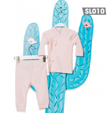 Bộ quần áo  La Pomme dài tay cài dây kẻ sọc SL010 (hồng)