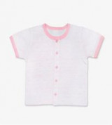 Áo cộc sơ sinh cúc giữa kẻ hồng Miomio