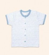 Áo cộc sơ sinh cúc giữa kẻ xanh Miomio